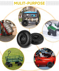 4.00-6 Flat Free Tire and Wheel Set, 13 Inch Solid Tires 4 Pack with various uses in carts, generators, and equipment.