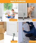 One Touch Semi Automatic Kickdown Door Stop White 4 Inch Adjustable Height Rubber Tip Heavy Duty Door Holder 1 Pack No Fuss Install With Screws Durable Security Stopper For Home Office Commercial Use in various settings including child protection and pet safety.