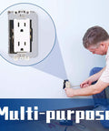 Man installing 20 Pcs Metal Wall Plate Spacers For Flush Fit Devices Receptacle Shims Leveling Plates in wall outlet