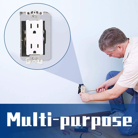 Man installing 20 Pcs Metal Wall Plate Spacers For Flush Fit Devices Receptacle Shims Leveling Plates in wall outlet