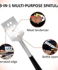 3-in-1 multi-purpose spatula with meat tenderizer, serrated edge, and bottle opener, heavy-duty stainless steel, non-slip handle