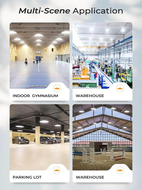 UFO LED High Bay Lights 200W 30,000LM Ultra Bright Energy Saving Industrial Shop Lights for indoor gym, warehouse, parking lot.