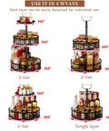 Four configurations of the Three-Tier Lazy Susan Organizer With Detachable Metal Rotating Spice Rack, showing 3-tier, 2-tier, and single-layer setups.