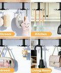 Utensil Hooks, 2 Pack Metal Kitchen Utensil Hangers Rack 360° Rotating Under Cabinet with 6 Rotatable Claws in various room uses