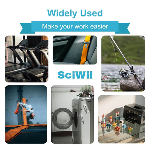 Collage of various tools and activities showing universal application; includes treadmill, seatbelt, washing machine, and more. Widely used banner.