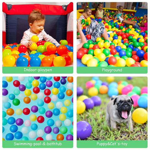 Ball Pit Balls for Baby and Toddler Phthalate Free BPA Free Crush Proof Plastic in various play settings
