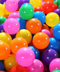 Ball Pit Balls Plastic Balls for Ball Pit BPA Free Plastic Balls Crush and Smash Proof Ball 100pcs 2.2" Set for Toddlers for Play Tent Tunnel (7Colors), colorful assortment of non-toxic plastic balls in red, blue, green, yellow, purple, orange, and pink displayed in bunch.