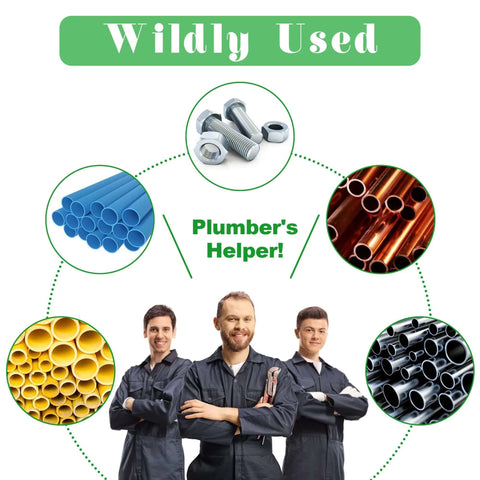 Plumbers displaying All In One Deburring Cutter And Tube Reamer For Copper PVC And Metal Pipes with pipe visuals.