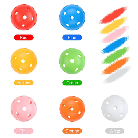 Practice Golf Balls 24 Pack, 42mm Plastic Golf Balls for Backyard Training, Multicolor set of hollow balls with 26-hole design