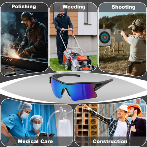SixPack Multicolor Safety Glasses ANSI Z87.1 UV400 Anti Splash Scratch Resistant for polishing, weeding, shooting, and medical care