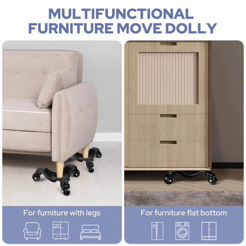 Multifunctional furniture dolly moving sofa and cabinet, featuring 10" heavy duty three-wheel design, 1150LBS capacity.