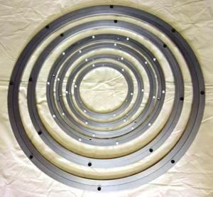 Set of circular aluminum bearings, including 450mm Lazy Susan Aluminum Bearing - Turntable Bearing - 500 lbs, displayed on white background