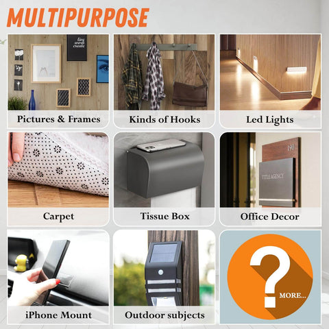 Multipurpose uses for extra large double sided tape heavy duty removable 1.18 inch by 160 inch clear nano tape for picture hanging, carpets, hooks, and more.