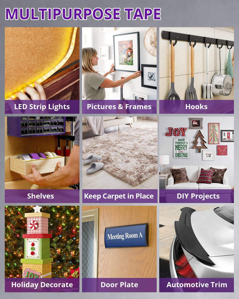 Heavy Duty Double Sided Tape Clear Removable Mounting Tape For Home Office Walls Decor Poster Hanging Carpet Automotive Trim DIY Projects Multipurpose Transparent Adhesive 155 Inch Long And 1 Inch Wide No Residue used in different projects