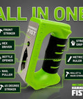 Versatile 8 in 1 multitool hammer combines a non-marring mallet, dual nail pullers, 3 strike angles, hex pass-through, built-in ruler