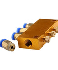 Multiway Lubrication Distribution Valve for CNC Machines, adjustable oil distributor with one inlet and four outlets, 2-6 way design