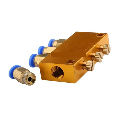 Multiway Lubrication Distribution Valve for CNC Machines, adjustable oil distributor with one inlet and four outlets, 2-6 way design