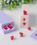 Mushroom Shape Clay Roller for Bead Making with 10mm and 12mm interchangeable ends, shown with mushroom-shaped clay beads.
