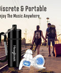 Reusable High Fidelity Musician Ear Plugs For Concerts And Loud Music Protection 20 dB Noise Reduction travel case with couple at sunset