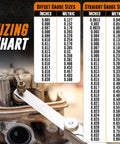 Mutt Tools 2pc Feeler Gauge Set size chart with straight and offset measurements, gauge shown in automotive valve adjustment