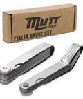 Mutt Tools 2pc Feeler Gauge Set - Premium Straight & Angled Feeler Gauges for Valves - Inch and Metric Measurement with packaging