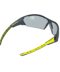 Side view of MX250 Variomatic Safety Glasses With Transition Lenses Anti Fog ANSI Z87 UV, featuring black and yellow lightweight frame.