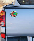 Mystery Machine Graffiti Design Car Decals Set For Cars Vans Bumpers Luggage Motorcycles And Auto Bodies Weatherproof Vinyl Stickers With Waterproof UV Resistant Finish And Easy Peel And Stick Application installed on a truck's rear.