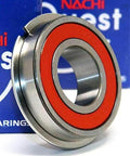 6006-2NSENR Nachi Bearing Sealed C3 Snap Ring 30x55x13 Bearing, front view with red seal and snap ring, packaging in background.