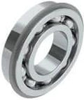 Nachi 6015NR Deep Groove Ball Bearing Open with Snap Ring and Groove, side view showing steel construction and inner race.