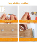 Illustrated installation method for 400pcs Double Head Skirting Nails with 4 Tools, showing nails and skirting board attachment.
