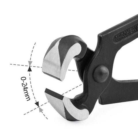 Close-up of 8 Inch Nail Puller And Pliers For Carpentry And DIY Tasks With 24 Millimeter Jaw Clearance And Sharp Knife And Anvil Edges