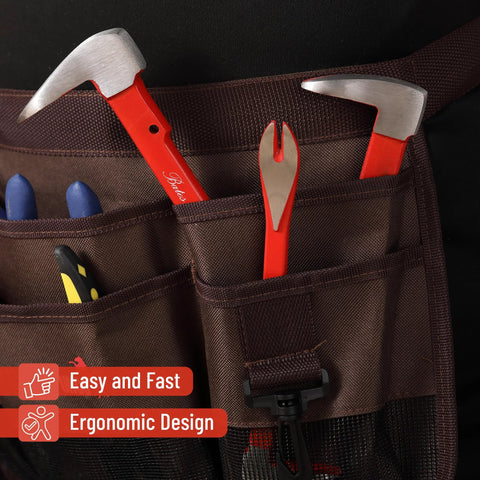 Cat's Paw Nail Puller Set Three Piece Pry Bar Kit includes 8 10 12 inch nail removers with red grips pocketed in a tool belt