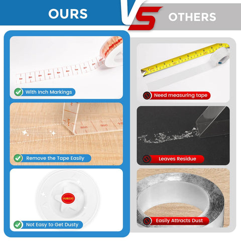 Comparison of Nano Double Sided Mounting Tape For Walls Art And Daily Home Projects Super Sticky Heavy Duty Adhesive and another tape