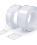 Two For One Value Heavy Duty Nano Gel Double Sided Mounting Tape 240 Inches Total Removable Clear Adhesive For Posters Pictures Rugs