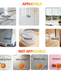 Image showing applicable surfaces for Two For One Value Heavy Duty Nano Gel Double Sided Mounting Tape: marble, tile, glass, metal, plastic, wood.