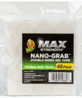 Nano Grab Technology Double Sided Gel Tape For Clear Mounts And Quick Fixes, 48 Pack, shown in packaging with label details.