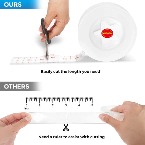 Person cutting Nano Double Sided Mounting Tape For Walls Art And Daily Home Projects Super Sticky Heavy Duty Adhesive 10 ft
