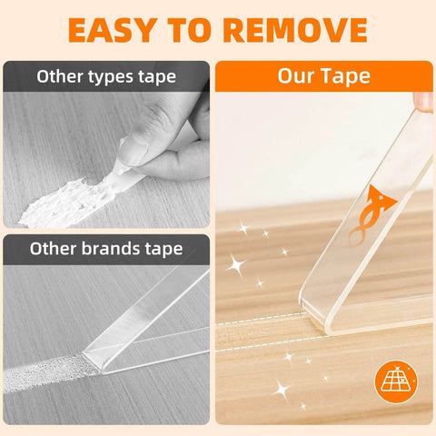 Heavy Duty Double Sided Tape Nano Tech Adhesive For Mounting Clear Acrylic demonstrating easy removal from wood surface