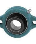 Front view of narrow eccentric collar 1-1/8 in single unit, 2-bolt clamp for linear slide bearings, compact 1.125-inch offset locking ring mounting.