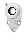 1 in Narrow 3-Bolt Flange Bearing Insert, White Polymer Housing, Set Screw Locking, Contact Back Seal, Front View