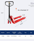 Narrow Manual Pallet Jack For Tight Aisles 48 Inch By 21 Inch Lift With 5500 Pound Capacity For Warehouse And Workshop NORTHSKY