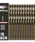 1/8 Inch Cobalt Drill Bits 13 Pack M35 Industrial Grade 2.55 Inch Length 135 Degree Split Point, Narwhal branding