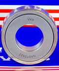 Front view of NAST25ZZ Track Needle Roller Shielded Bearing 25x52x20mm, showing size and VXB branding against a colorful background.
