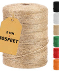 Natural Jute Twine 805 Feet Bulk Rope 2 Mm Thick 3 Ply For Crafts Gardening Gift Wrapping Wedding Decor Macrame Knitting