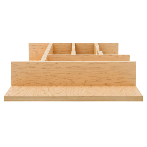 Front view of Natural Maple Right Size Utensil Insert Home Storage Kitchen Organizer 7 Compartment Drawer Accessory, 10-1/4" x 19-1/2, 4WCT-15SH-1