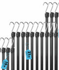 20 Pack Natural Rubber Tarp Bungee Straps With S Hooks Heavy Duty Tie Down Cords for outdoor tarp covers in 3 sizes