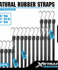 20 Pack Natural Rubber Tarp Bungee Straps With S Hooks in various lengths for outdoor tarp covers and cargo