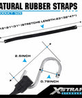 20 Pack Natural Rubber Tarp Bungee Straps With S Hooks, Heavy Duty Tie Down, size details for outdoor cargo and canopy use.