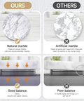 Comparison of natural vs. artificial marble cake turntables highlighting material quality and stability.