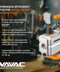 Pro Grade Navac NP5DP HVAC Vacuum Pump With Dual Stage AC Motor, highlighting oil mist filter and check valve features